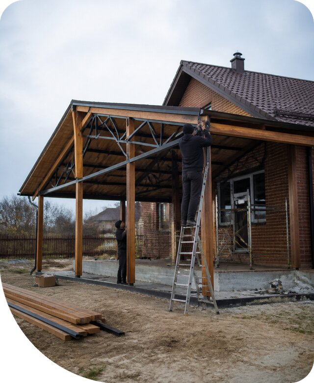 Пристройка навеса к дому и участку в Евпатории под ключ